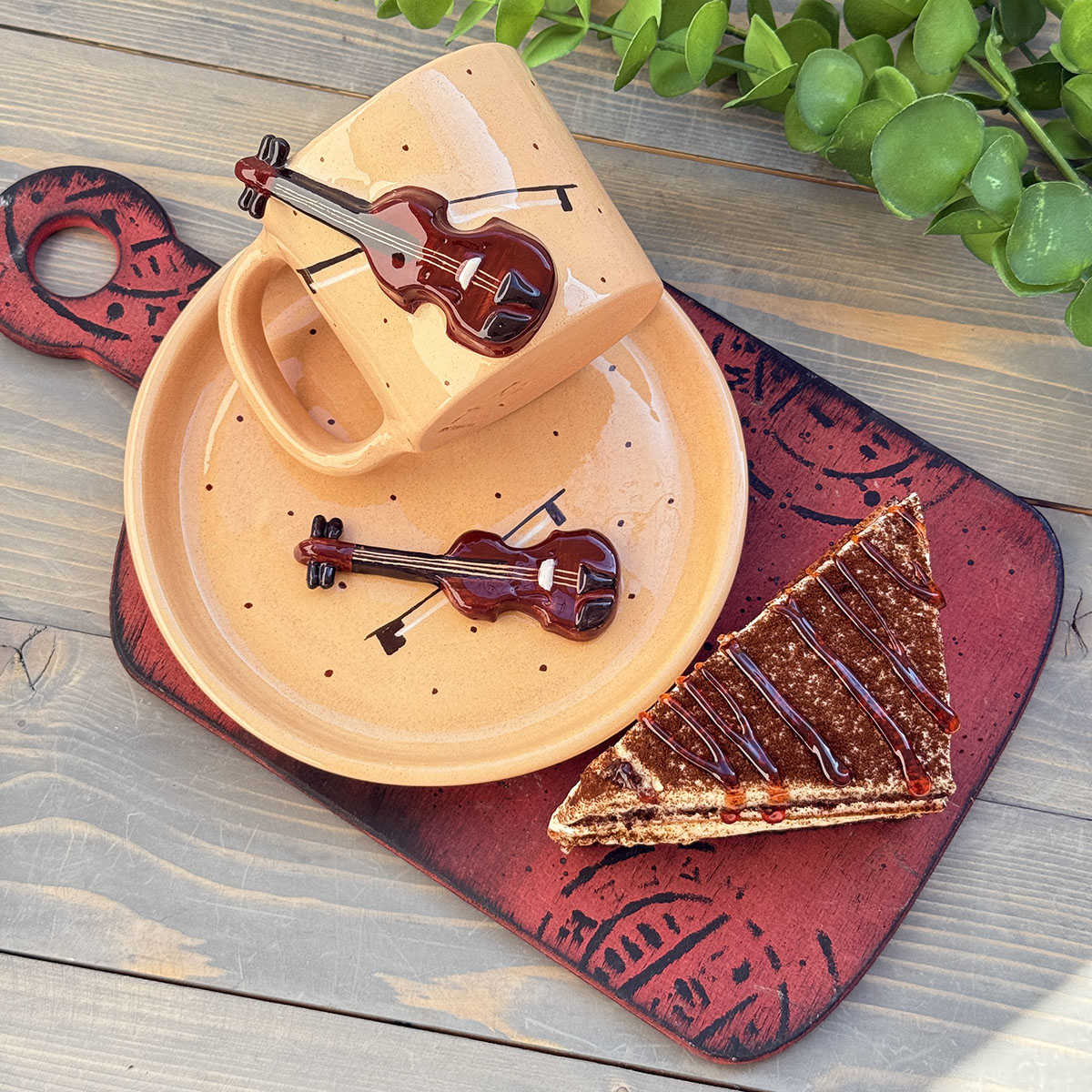 ست چایخوری دستساز طرح ویولن