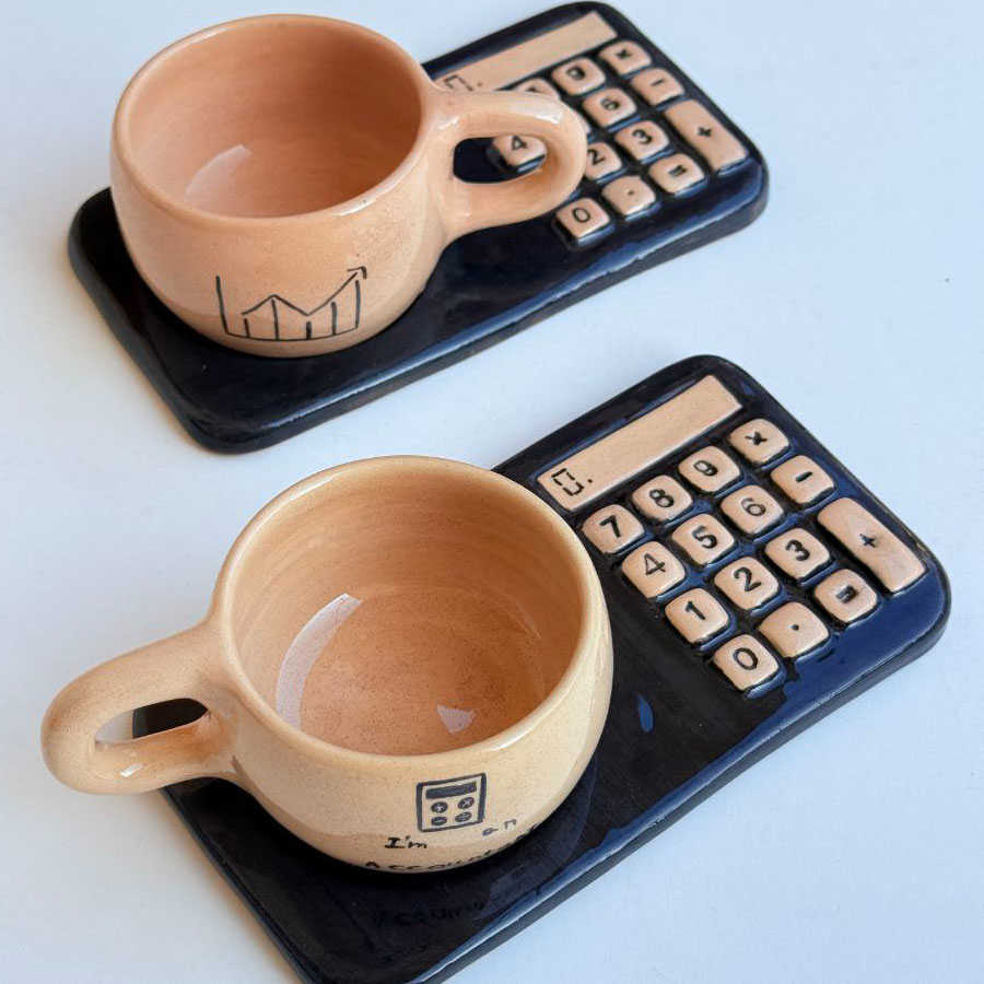 ست قهوهخوری دستساز طرح حسابداری