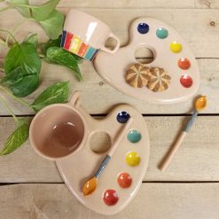 ست قهوه‌خوری دست‌ساز طرح پالت نقاشی