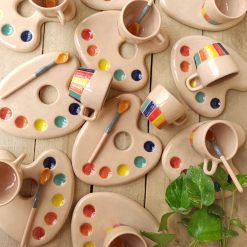 ست قهوه‌خوری دست‌ساز طرح پالت نقاشی