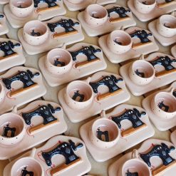 ست قهوه‌خوری دست‌ساز طرح چرخ‌خیاطی