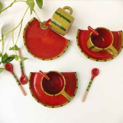 ست قهوه‌خوری دست‌ساز طرح هندوانه