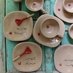 ست چای‌خوری دست‌ساز طرح قلب