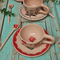 ست چای‌خوری دست‌ساز طرح گل